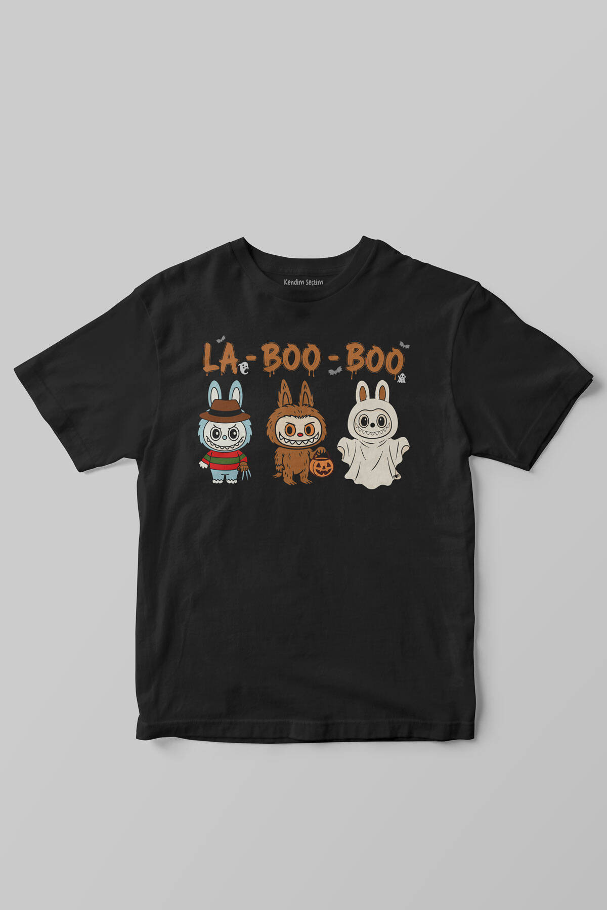 Halloween Labubu La Boo Boo Cadılar Bayramı Baskılı Çocuk Tişört Sevimli Hayalet Siyah T-shirt
