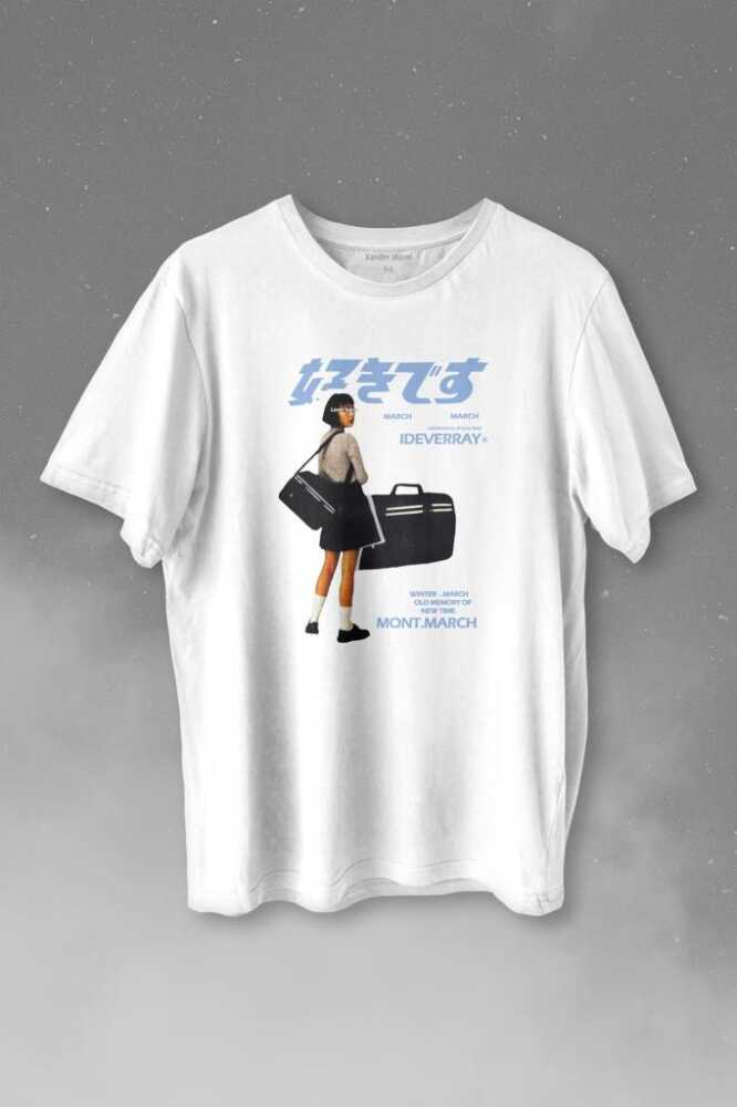 Hip Hop Harajuku Kanji Japon Kız Japan Girl Baskılı Beyaz Tişört Unisex