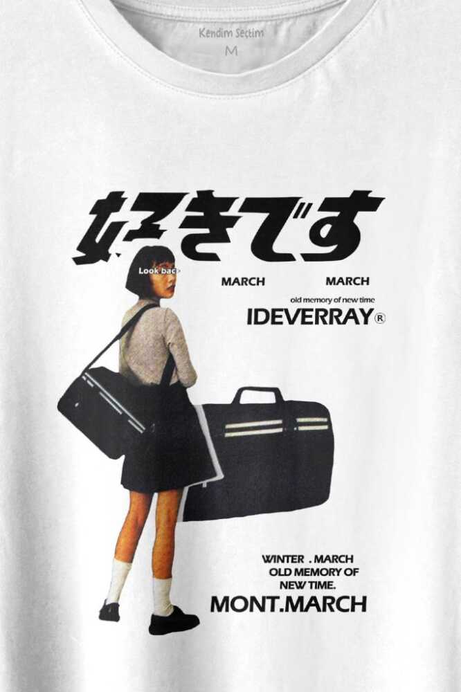 Japan Girl Hip Hop Harajuku Kanji Japon Kız Baskılı Beyaz Tişört Unisex (1)
