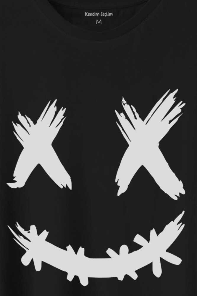 Hip Hop Marshmello Music Shit Happens Baskılı Siyah Tişört Unisex (1)