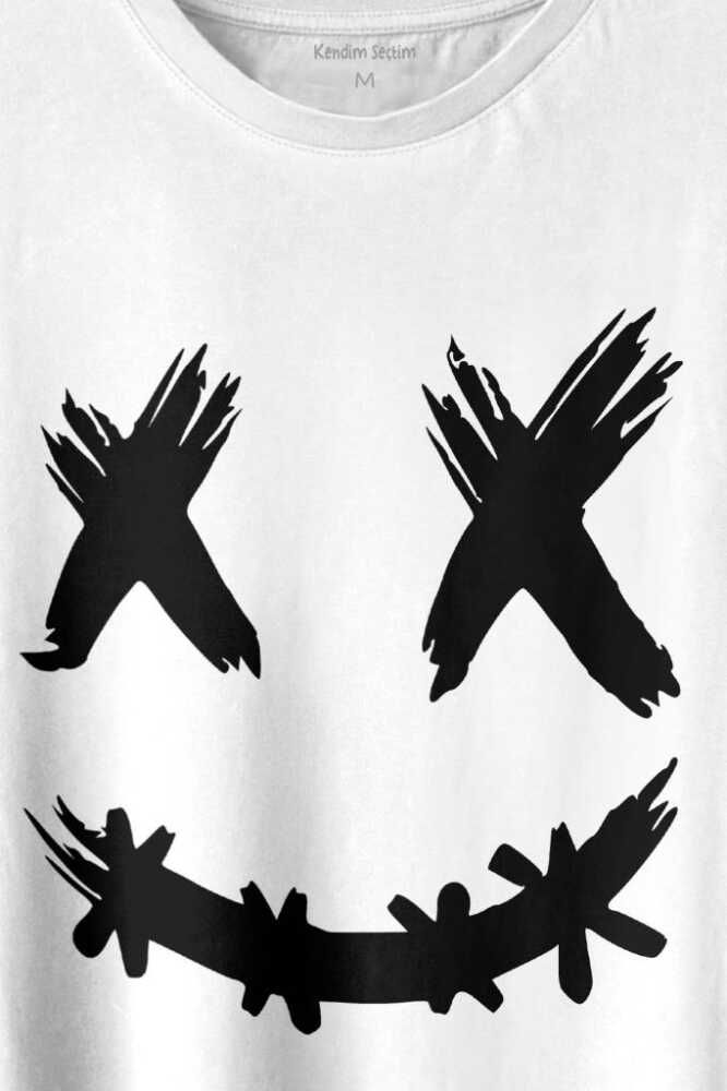 Hip Hop Marshmello Music Shit Happens Baskılı Beyaz Tişört Unisex (1)