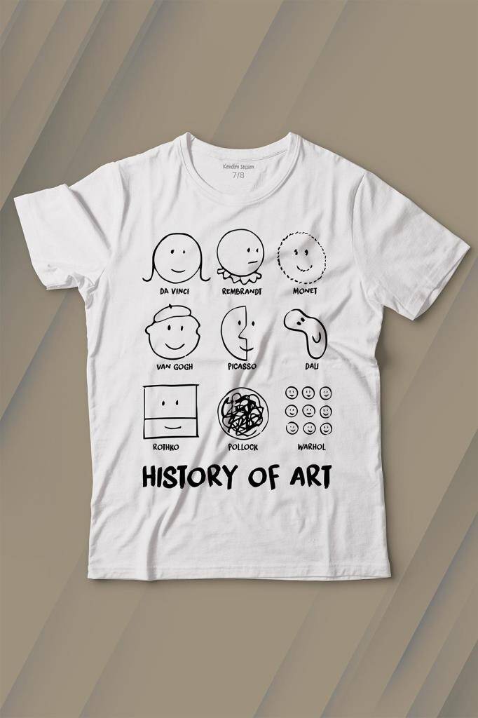 History Of Art Monet Dali Da Vinci Baskılı Çocuk Tişört
