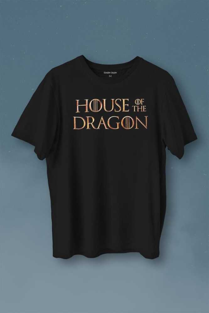 House Of The Dragon Logo Targaryen Baskılı Siyah Tişört Unisex