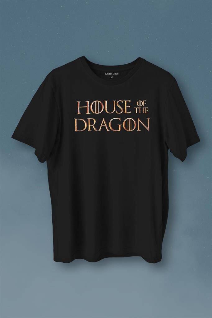 House Of The Dragon Logo Targaryen Baskılı Siyah Tişört Unisex
