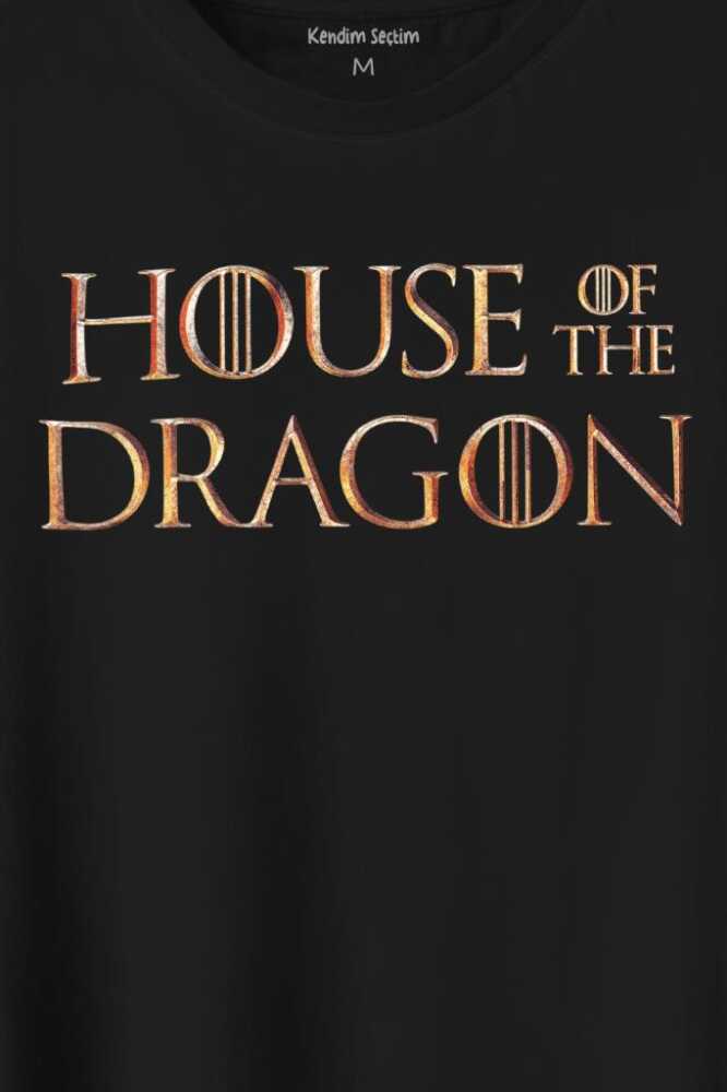 House Of The Dragon Logo Targaryen Baskılı Siyah Tişört Unisex (1)