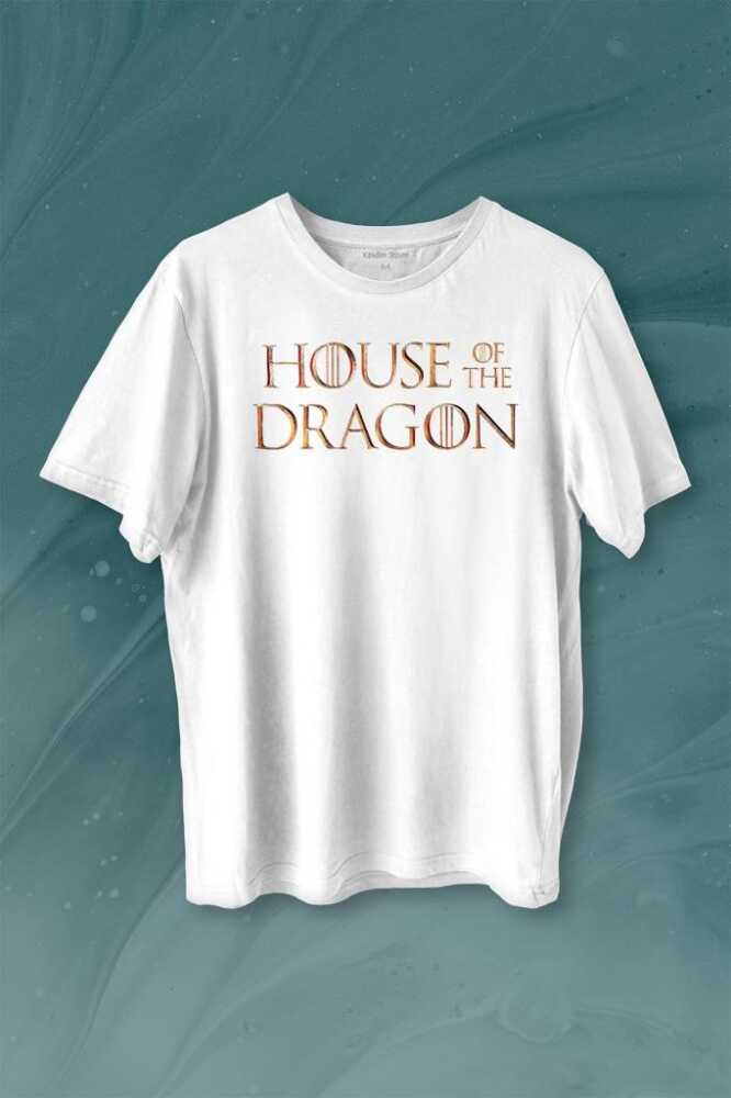 House Of The Dragon Logo Targaryen Baskılı Beyaz Tişört Unisex