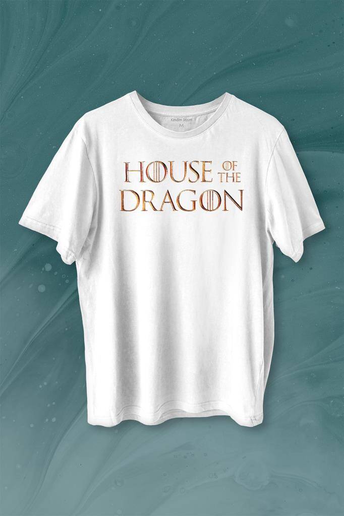 House Of The Dragon Logo Targaryen Baskılı Beyaz Tişört Unisex