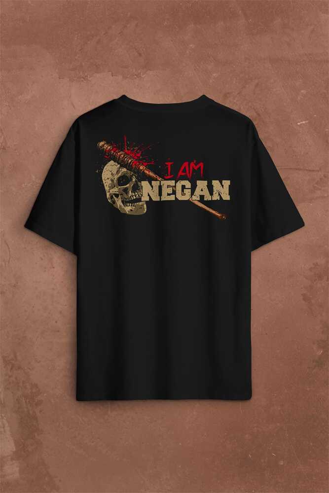 I Am Negan The Walking Dead Yürüyen Ölüler Sırt Ön Baskılı Oversize Tişört Unisex