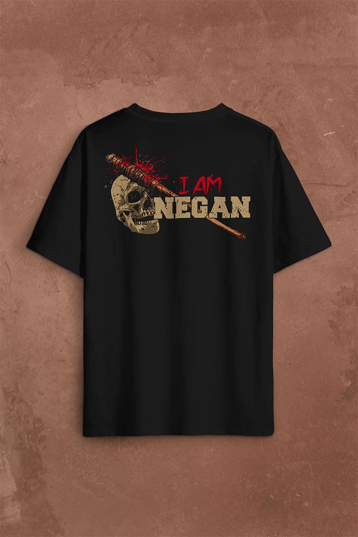 I Am Negan The Walking Dead Yürüyen Ölüler Sırt Ön Baskılı Oversize Tişört Unisex