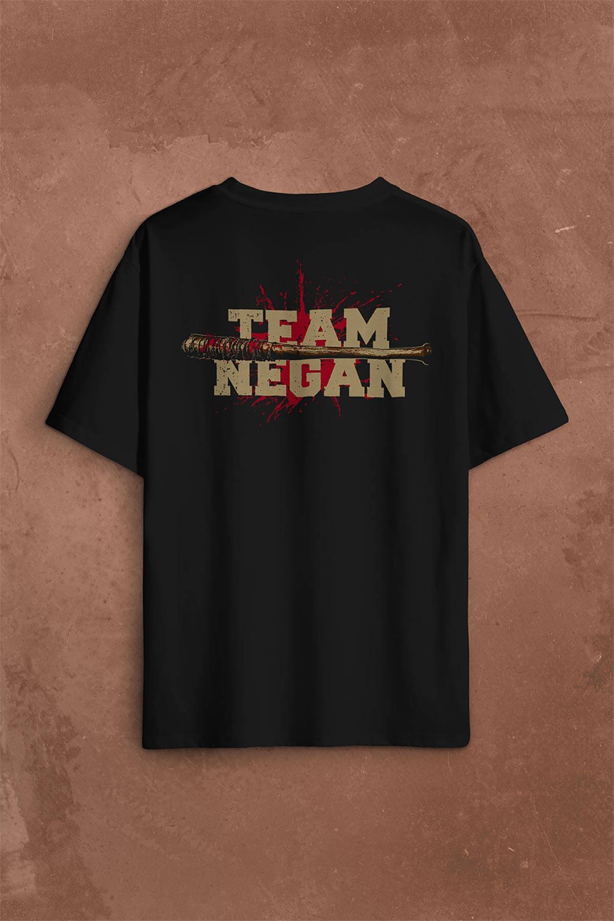 I Am Negan The Walking Dead Yürüyen Ölüler Team Negan Sırt Ön Baskılı Oversize Tişört Unisex (1)