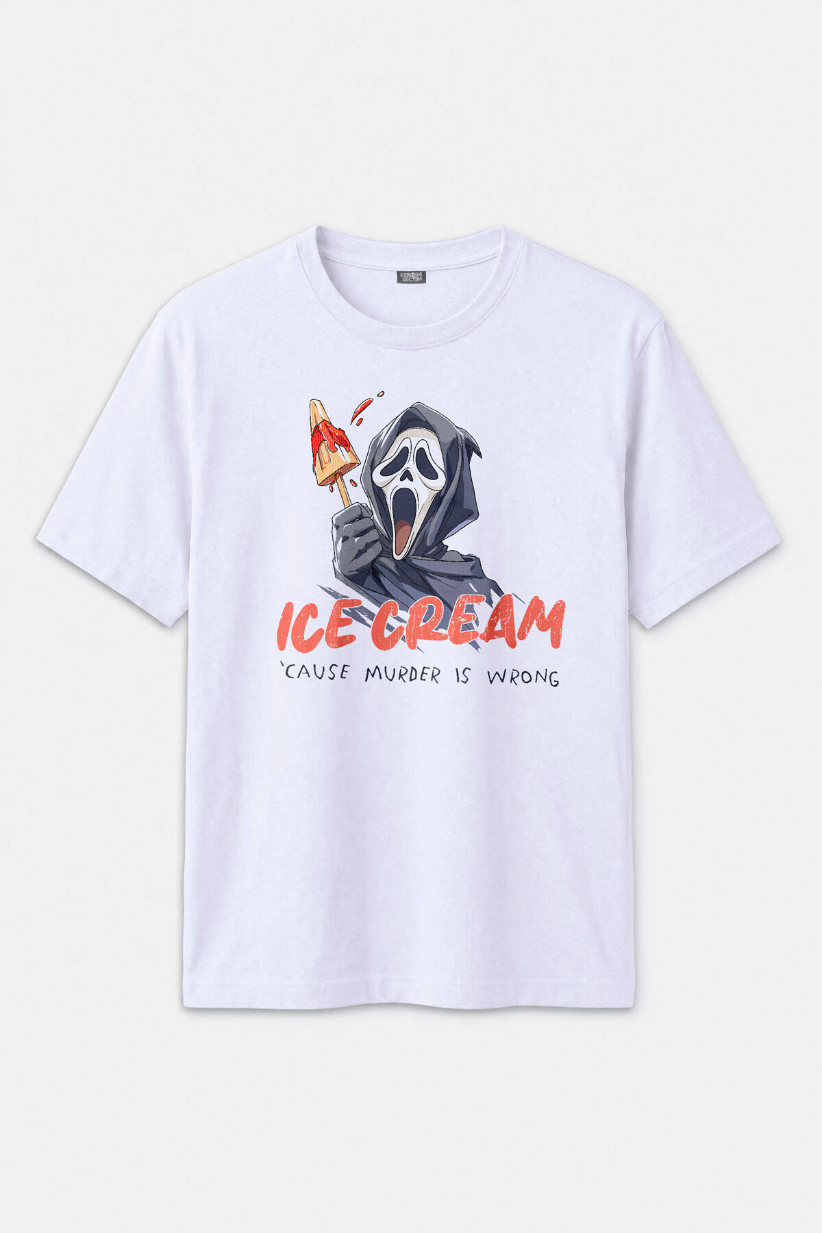 Ice Cream Scream Summer Funny Yaz Eğlenceli Dondurma Baskılı Beyaz Tişört