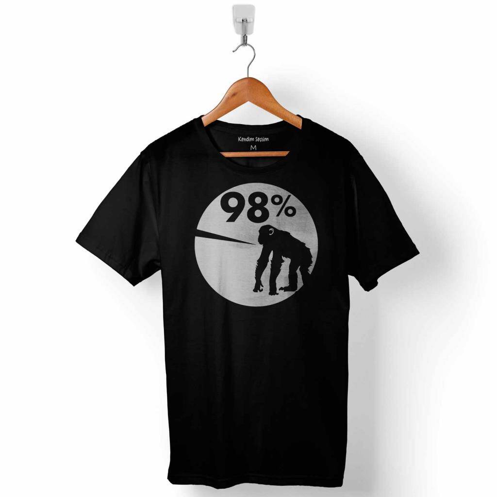 İnsan Evrim Şempanze %98 Chimp Evolution Dna Minimal Baskılı Tişört Unisex