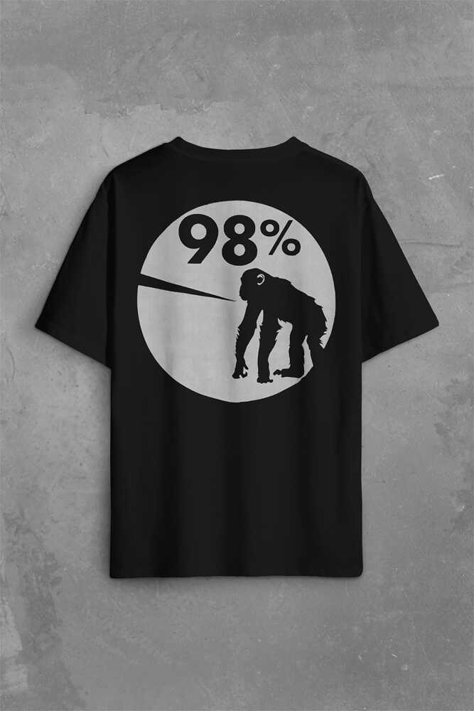 İnsan Evrim Şempanze %98 Chimp Evolution Dna Minimal Sırt Ön Baskılı Oversize Tişört Unisex