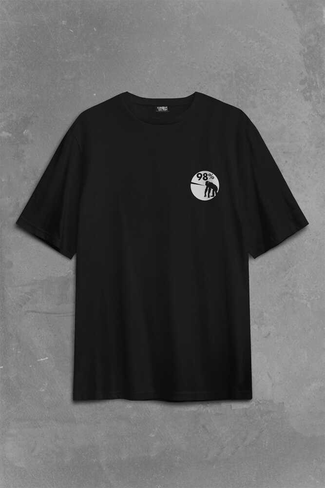 İnsan Evrim Şempanze %98 Chimp Evolution Dna Minimal Sırt Ön Baskılı Oversize Tişört Unisex (1)