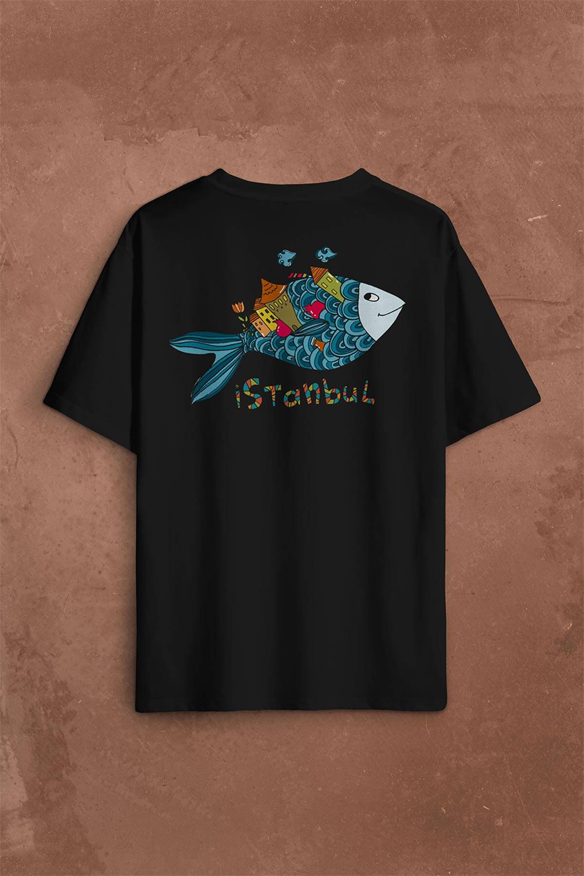 İstanbul Galata Konstantinopolis Osmanlı Sırt Ön Baskılı Oversize Tişört Unisex (1)