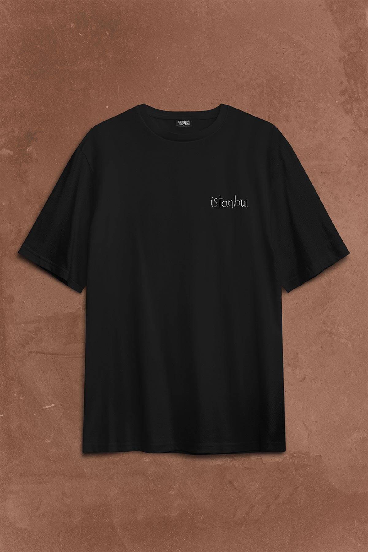 İstanbul Martı Galata Konstantinopolis Osmanlı Sırt Ön Baskılı Oversize Tişört Unisex