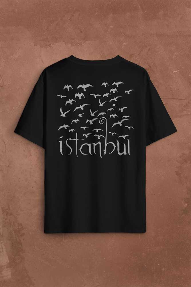 İstanbul Martı Galata Konstantinopolis Osmanlı Sırt Ön Baskılı Oversize Tişört Unisex (1)