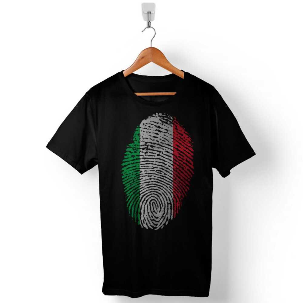Italian Flag İtalya Bayrağı Logo Parmak İzi Baskılı Tişört Unisex