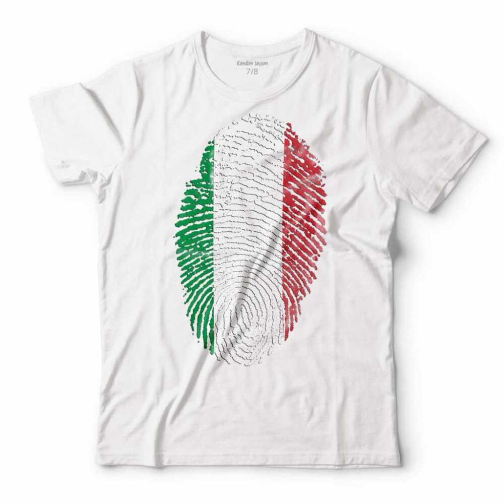 Italian Flag İtalya Bayrağı Logo Parmak İzi Çocuk Tişört