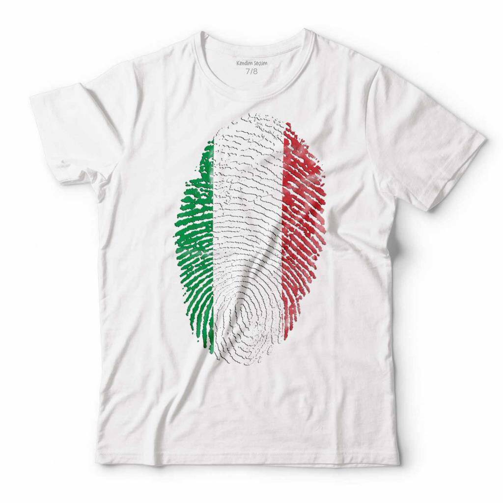 Italian Flag İtalya Bayrağı Logo Parmak İzi Çocuk Tişört