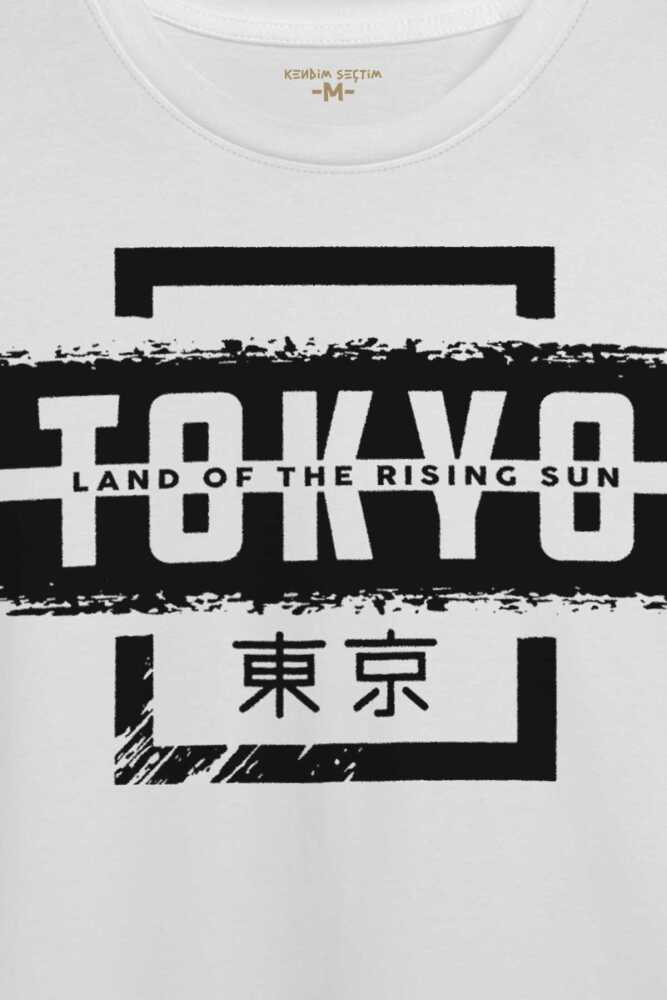 Japonca Tokyo Şehri Japonya Japan Baskılı Beyaz Tişört Unisex (1)
