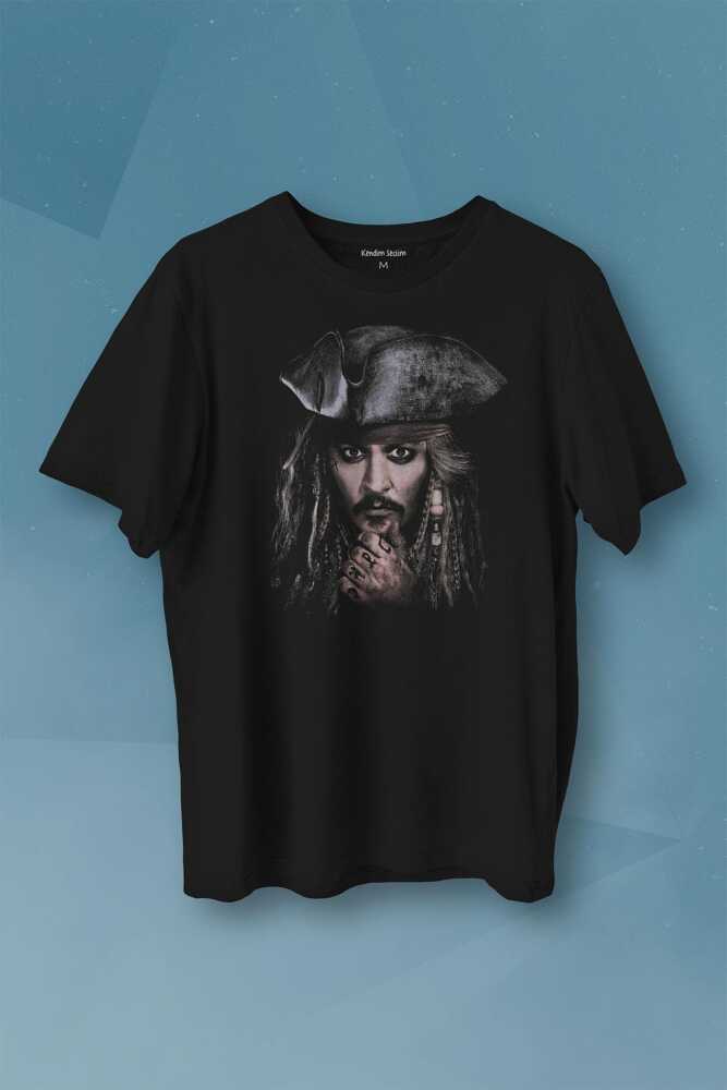 Pirates Caribbean Johnny Depp Captain Jack Sparrow Karayip Korsanları Baskılı Tişört Unisex
