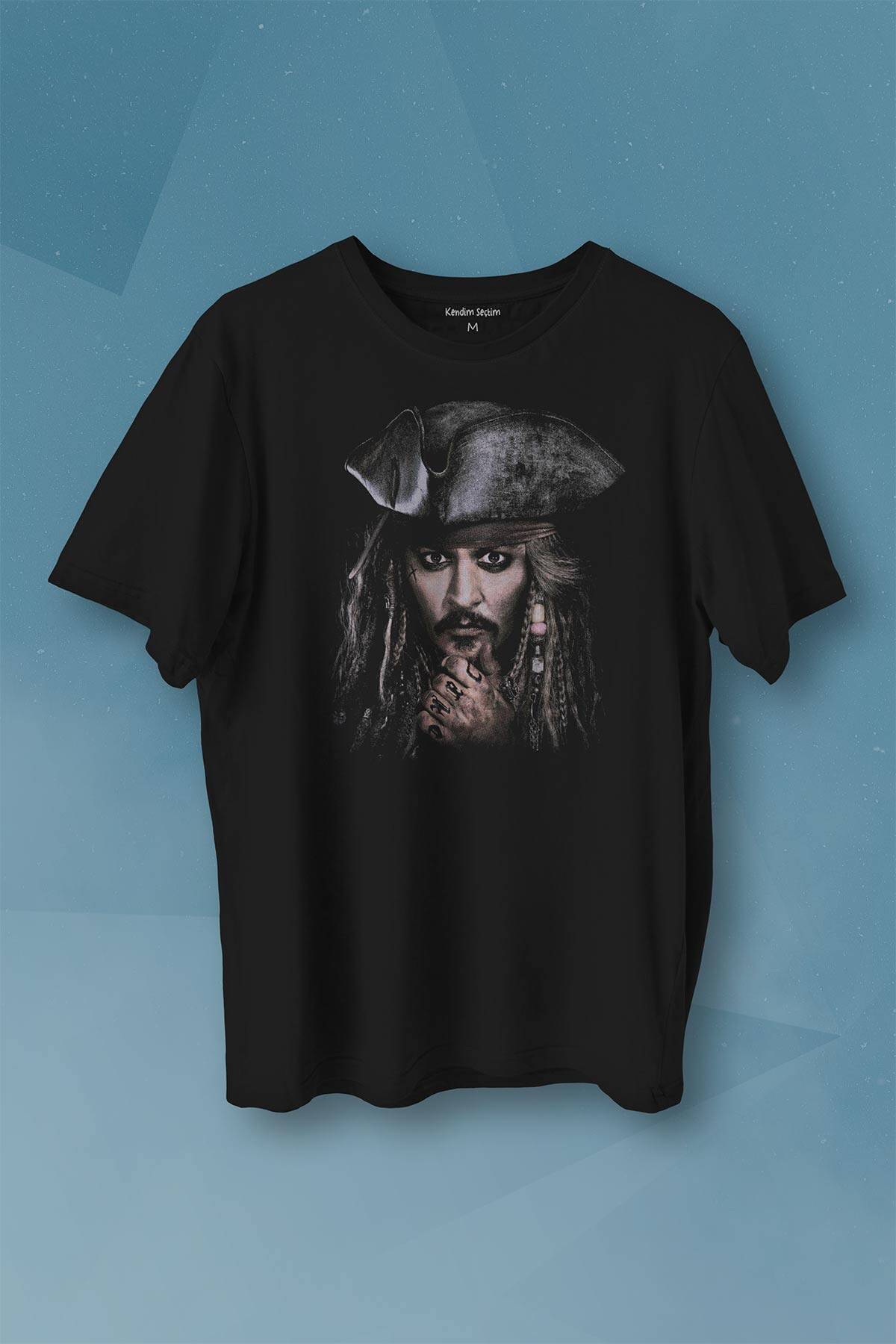 Pirates Caribbean Johnny Depp Captain Jack Sparrow Karayip Korsanları Baskılı Tişört Unisex
