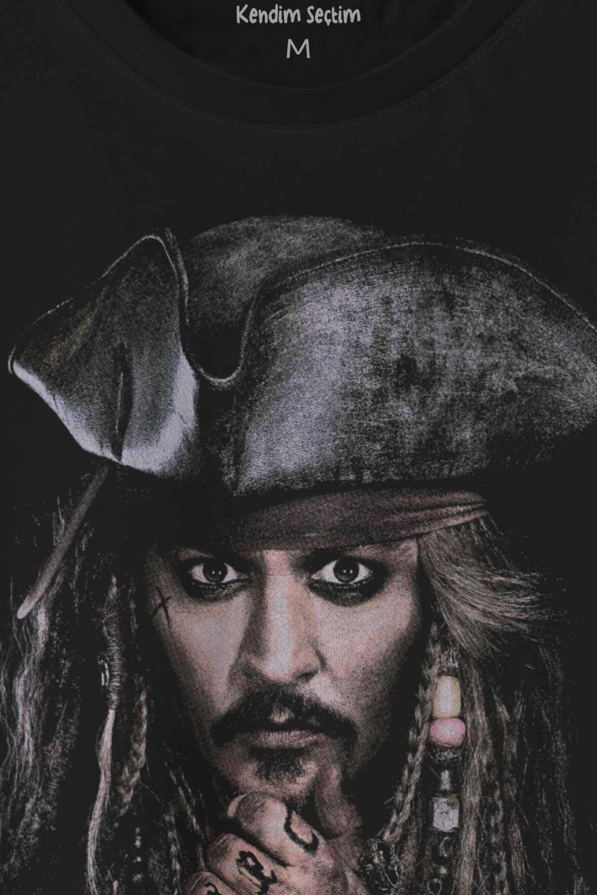 Pirates Caribbean Johnny Depp Captain Jack Sparrow Karayip Korsanları Baskılı Tişört Unisex (1)