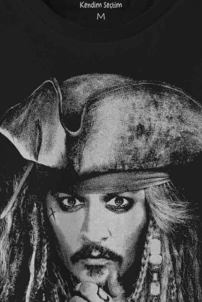 Johnny Depp Captain Jack Sparrow Karayip Korsanları Pirates Caribbean Baskılı Tişört Unisex (1)