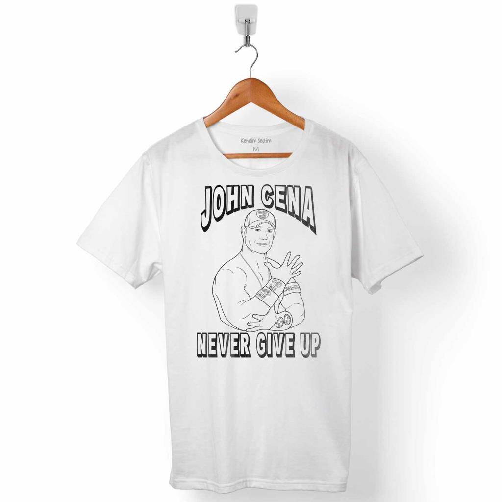 John Cena Portre Never Give Up WWE Amerikan Güreşi Erkek Tişört
