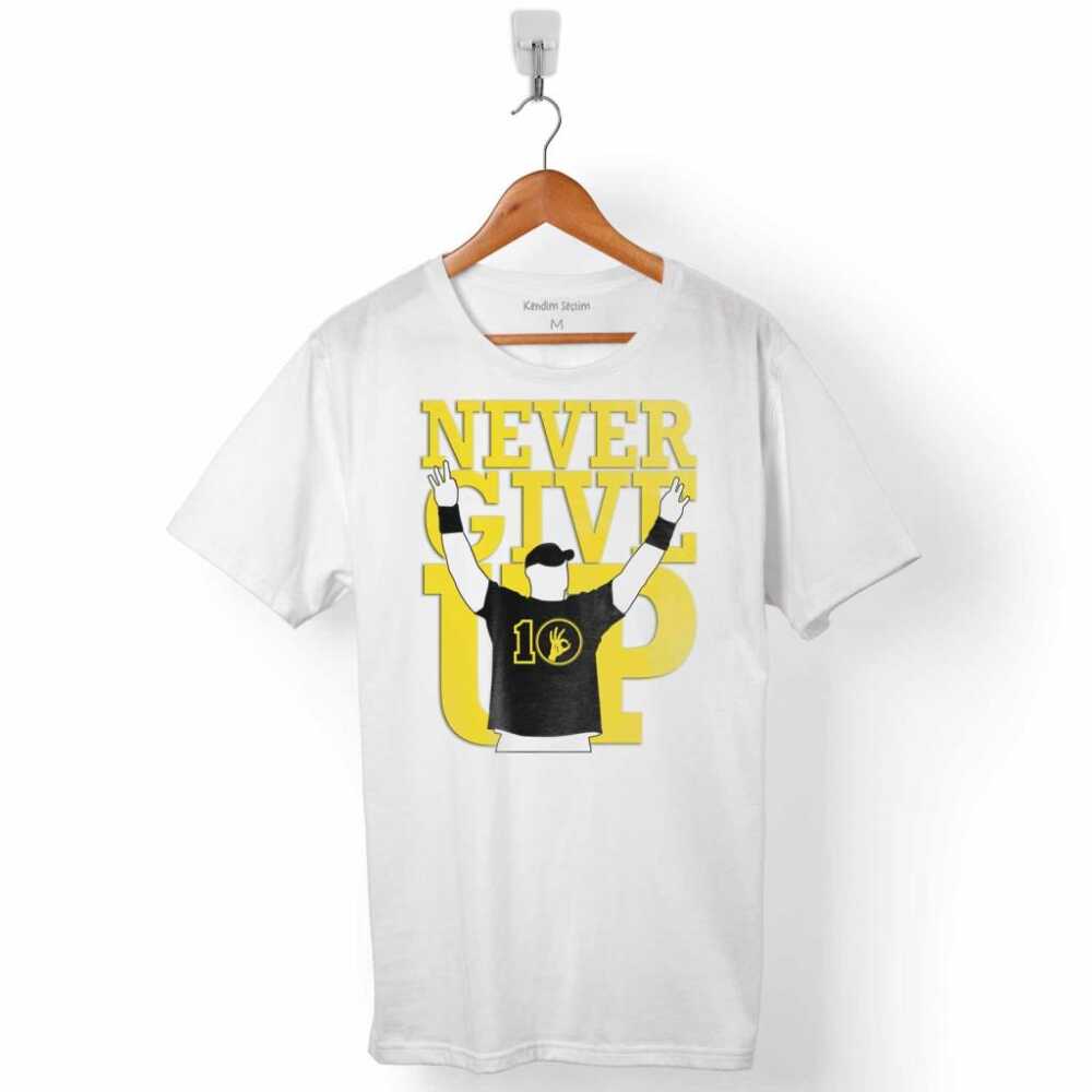 John Cena Never Give Up Logo WWE Amerikan Güreşi Erkek Tişört