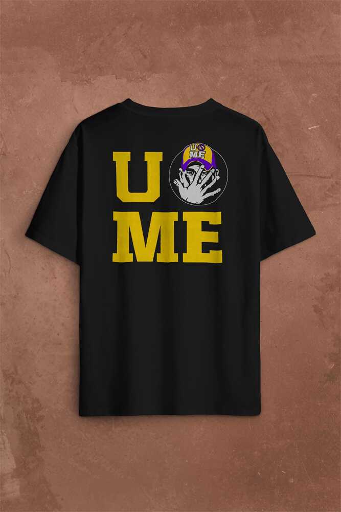 John Cena You Me Never Give Up Cenation Asla Pes Etme Sırt Ön Baskılı Oversize Tişört Unisex (1)