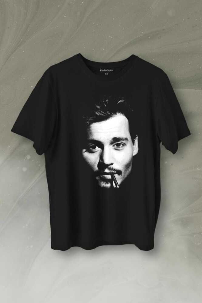 Johnny Depp Sigara Karayip Korsanları Siluet Baskılı Tişört Unisex
