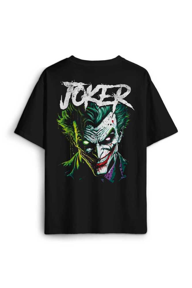 Joker Psikopat Gülüş Film Movie Pamuklu Baskılı Oversize Siyah Unisex Tişört (1)