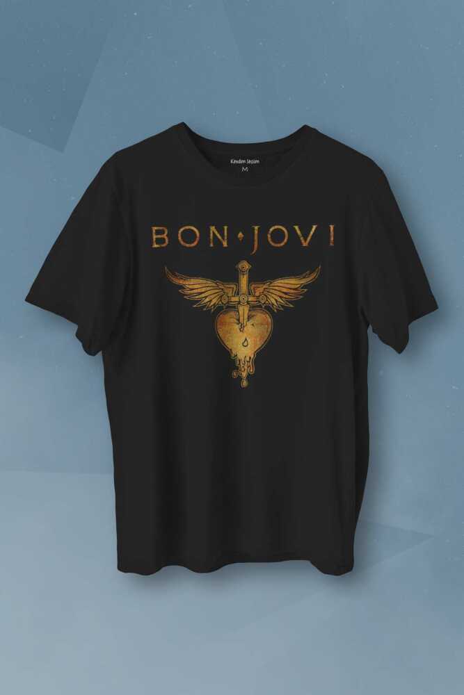 Jon Bon Jovi Music Gitar Rock Müzik Kısa Kollu Baskılı Tişört Unisex