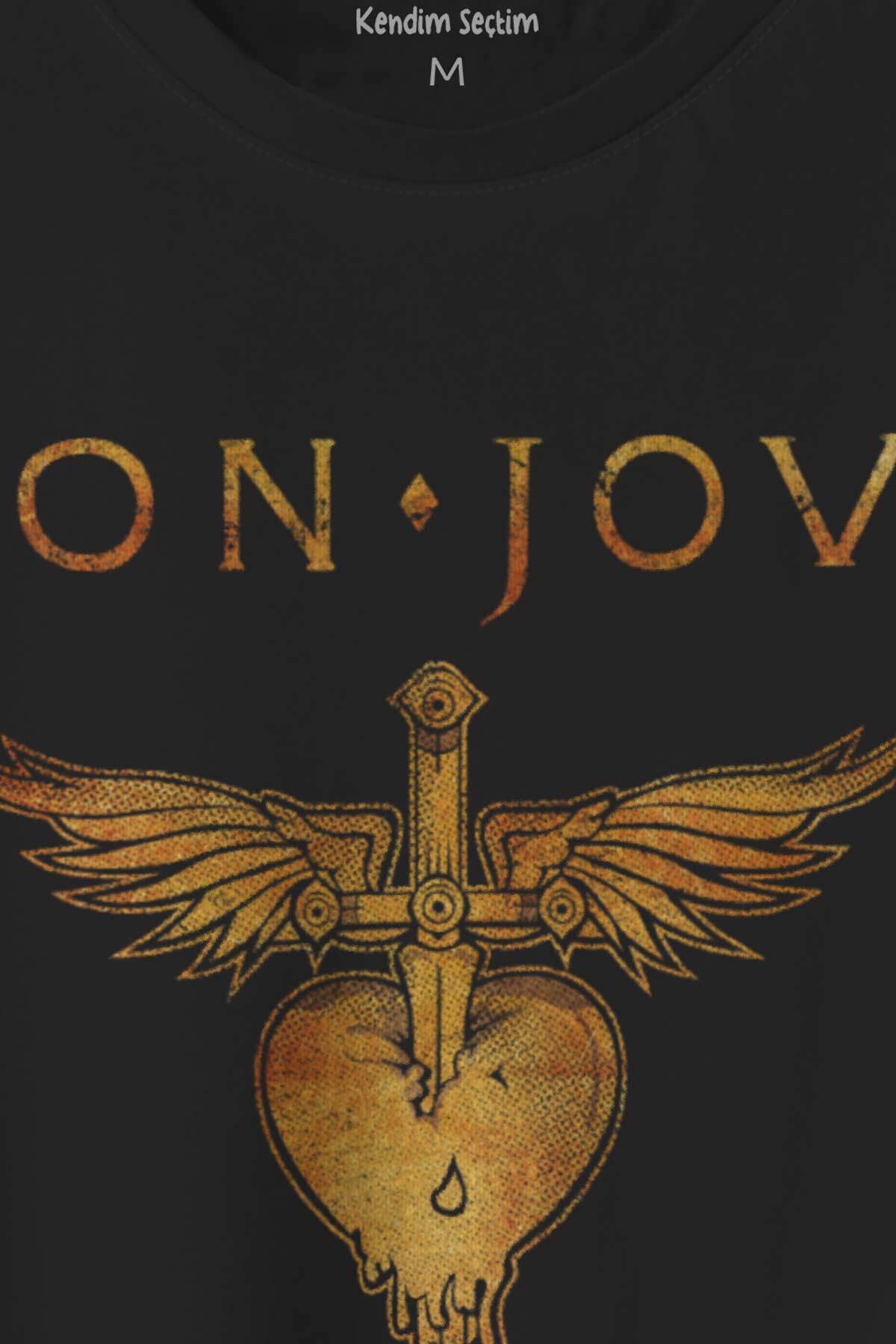 Jon Bon Jovi Music Gitar Rock Müzik Kısa Kollu Baskılı Tişört Unisex T-shirt (1)