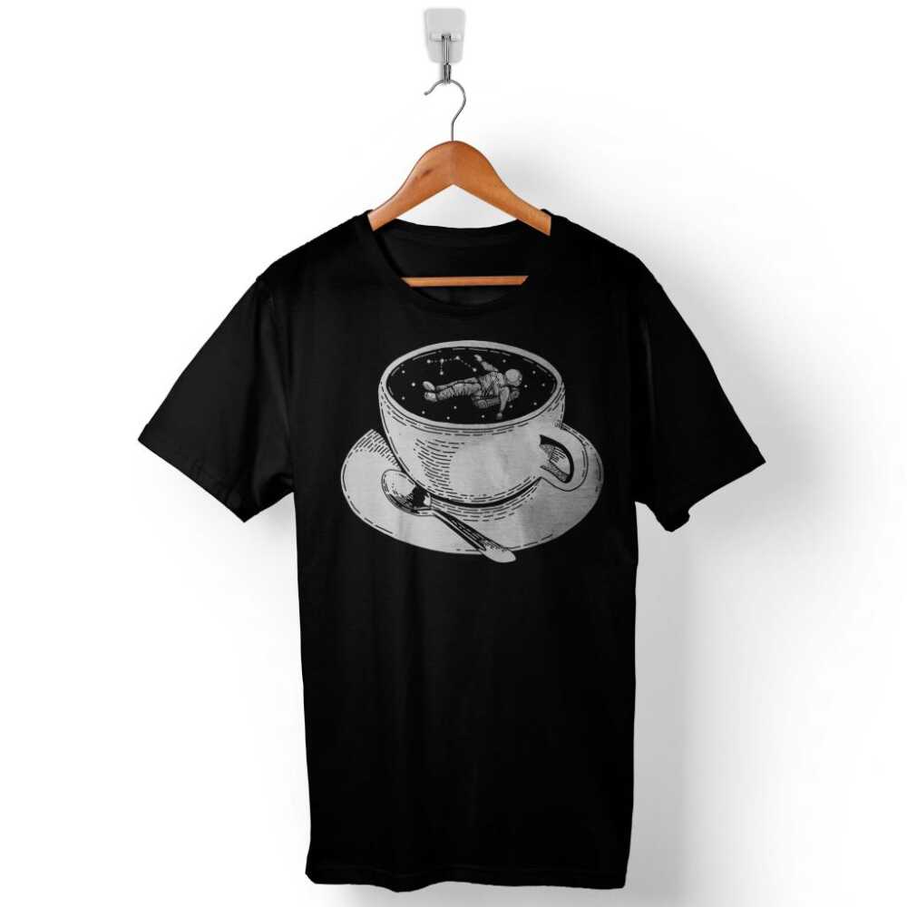 Kahve İçinde Astronot Uzay Nasa Coffee Baskılı Tişört Unisex