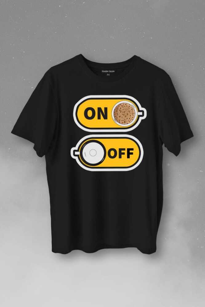 Kahve On Off Coffee Baskılı Siyah Tişört Unisex