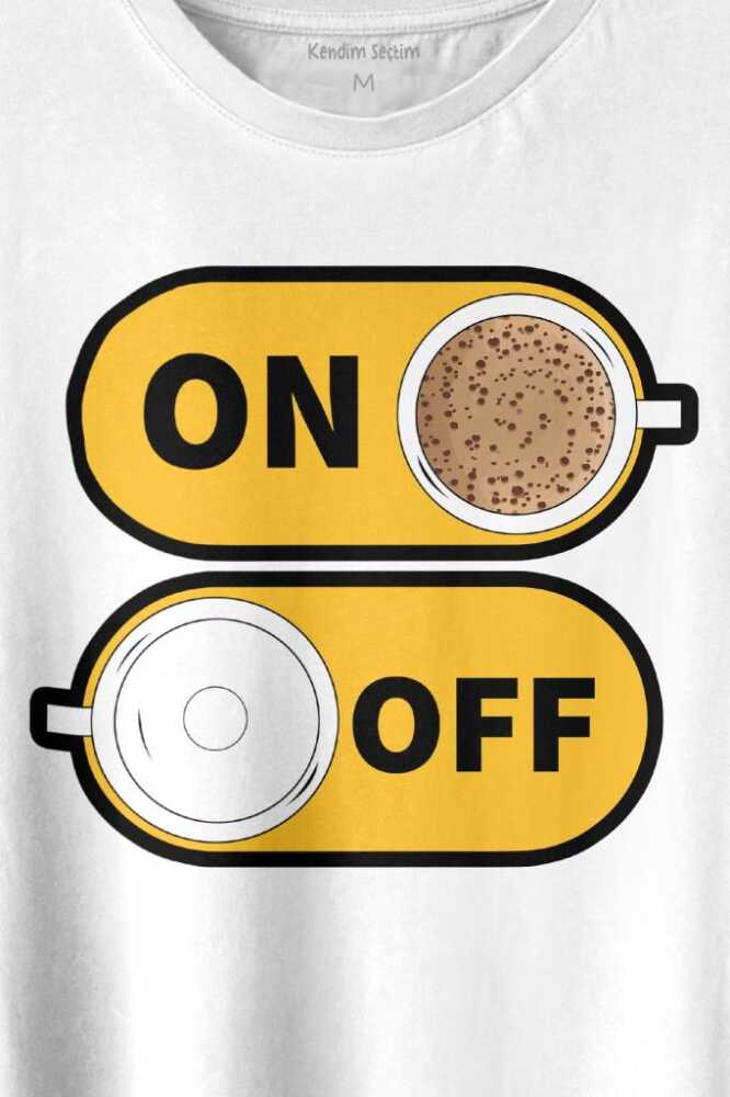 Kahve On Off Coffee Baskılı Beyaz Tişört Unisex (1)