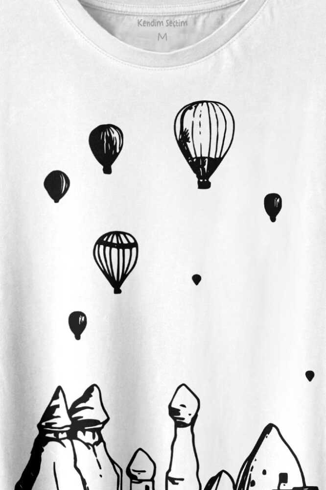 Peri Bacaları Cappadocia Kapadokya Nevşehir Baskılı Beyaz Tişört Unisex (1)