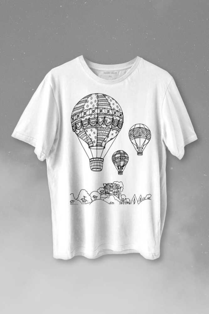 Kapadokya Nevşehir Peri Bacaları Cappadocia Baskılı Beyaz Tişört Unisex