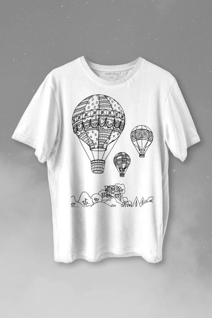 Kapadokya Nevşehir Peri Bacaları Cappadocia Baskılı Beyaz Tişört Unisex