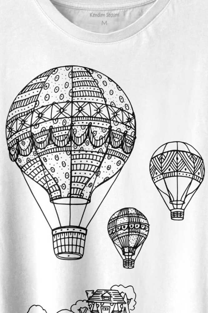 Kapadokya Nevşehir Peri Bacaları Cappadocia Baskılı Beyaz Tişört Unisex (1)