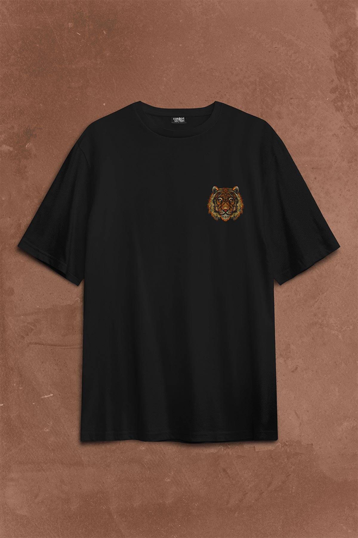 Kaplan Ay Dolunay Moon Tiger Sırt Ön Baskılı Oversize Tişört Unisex