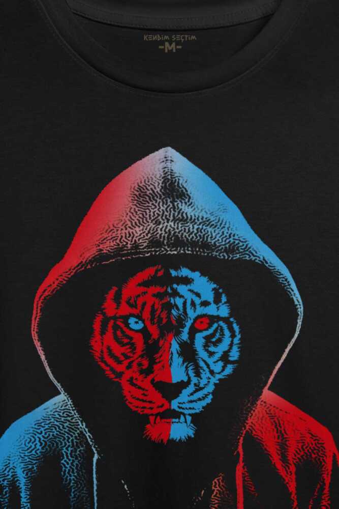 Kaplan Tiger Trabzon Kedisi Mavi Bordo Baskılı Tişört Unisex (1)