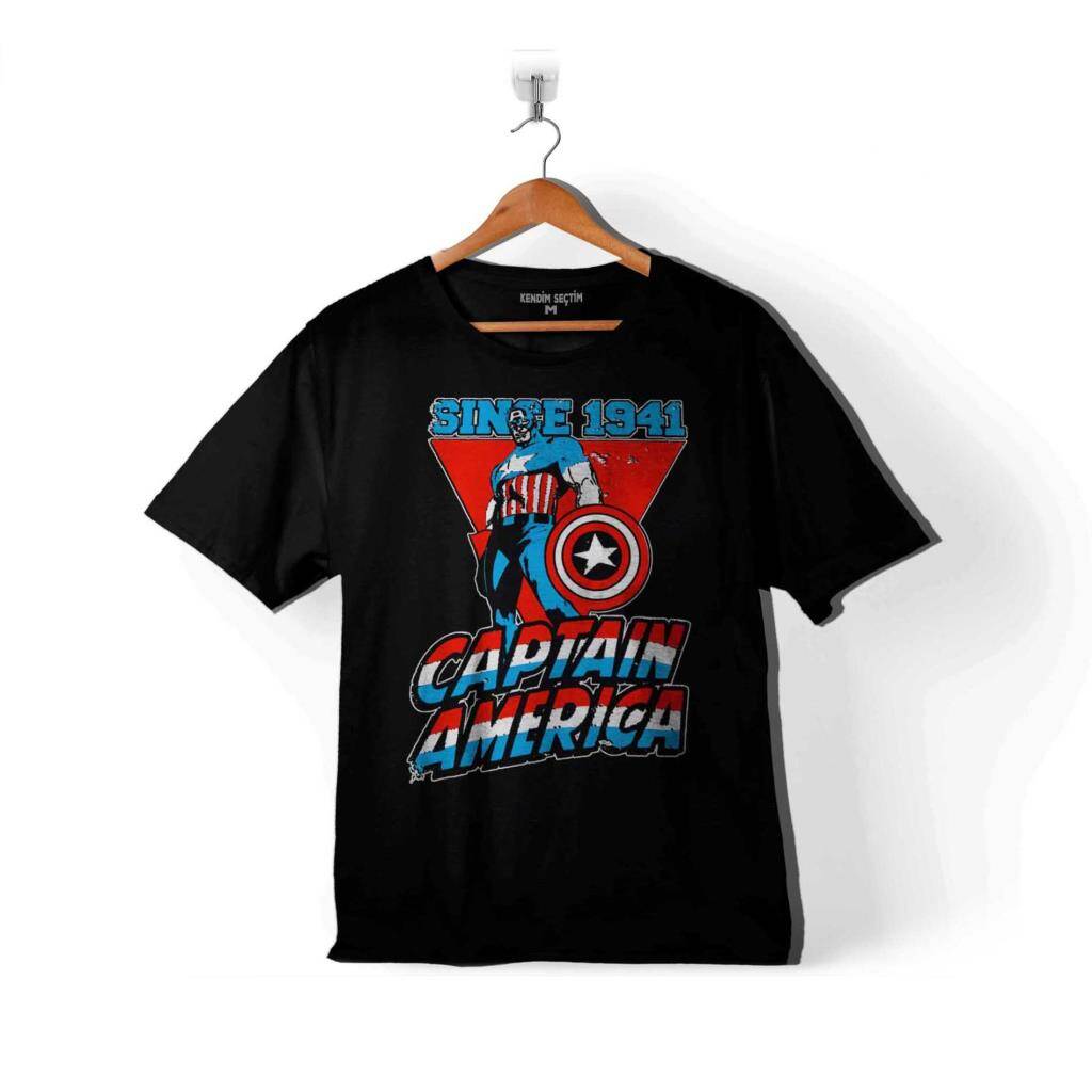 Kaptan Amerika Captain America Since 1941 Çocuk Tişört Siyah