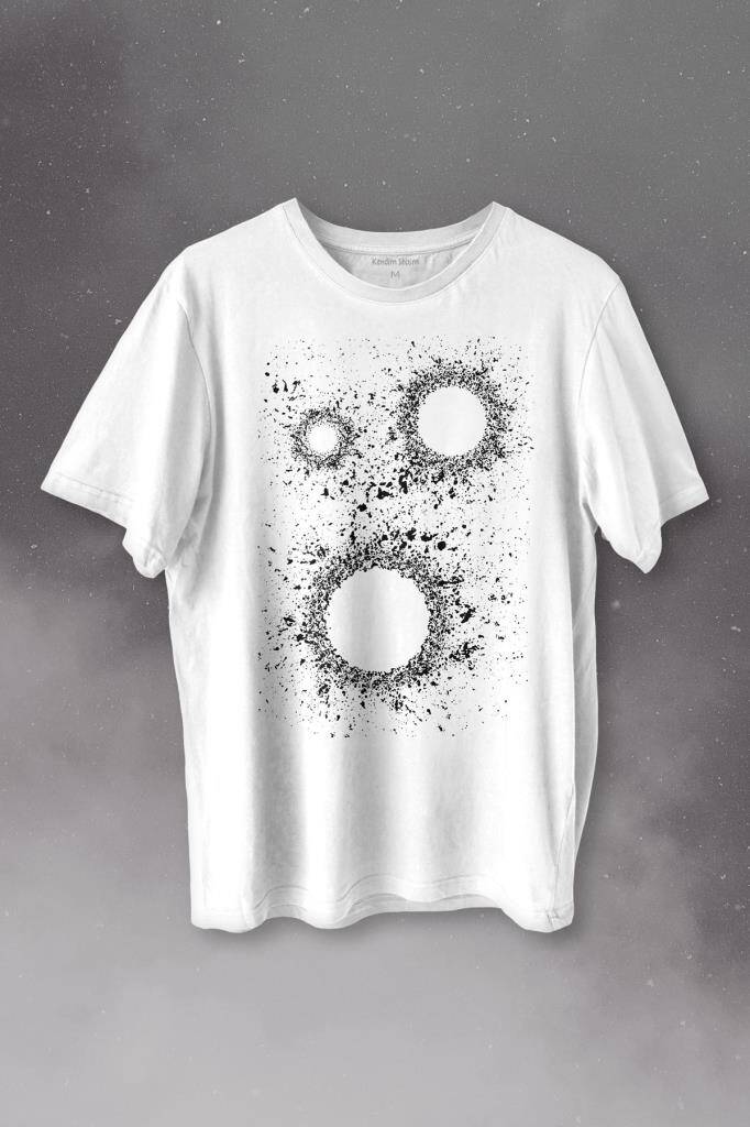 Kara Delik Uzay Zaman Galaksi Karadelikler Cosmos Kümesi Baskılı Tişört Unisex T-shirt - 1