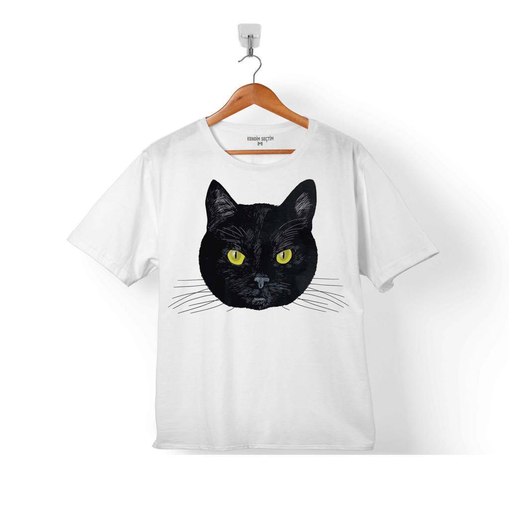 Kara Kedi Siluet Tasarım Göz Black Cat Eye Çocuk Tişört