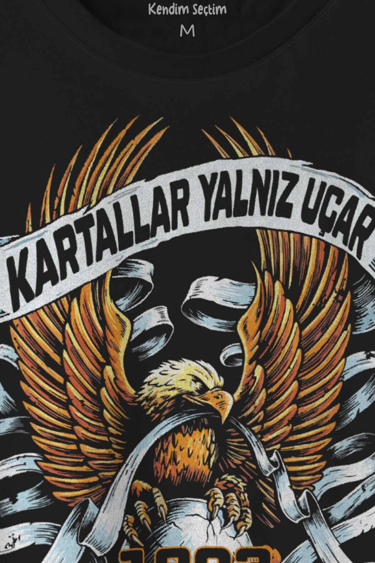 Kartal Kartallar Yalnız Uçar Baskılı Tişört Unisex - 2