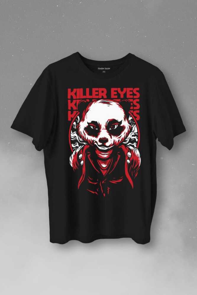 Katil Gözler Killer Eyes Panda Baskılı Tişört Unisex